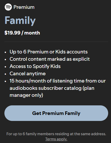 Spotify Family Plan Cost