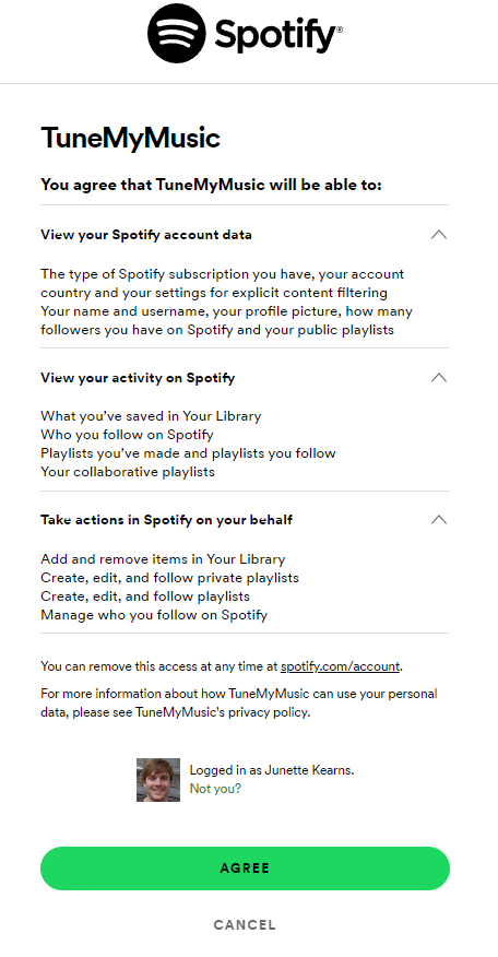 login with spotify account