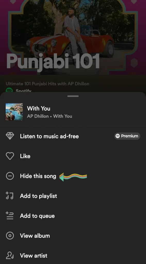 hide song from spotify