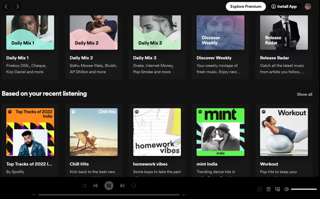 spotify web player