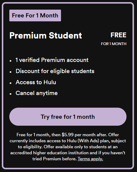 Spotify Premium for students 