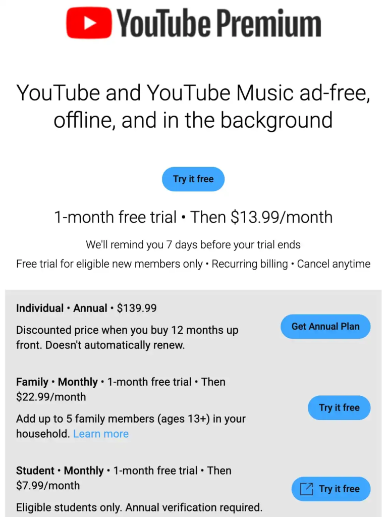 YouTube Music vs Spotify: Price Comparison